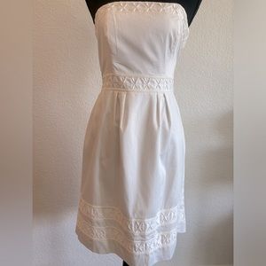 White House Black Market strapless cotton dress, white